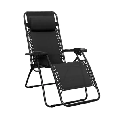 Afbeelding van Amazon Basics Zero Gravity Relaxstoel, lichtgewicht, 80,01 x 66,04 86,11 cm, zwart