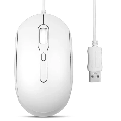 Afbeelding van Perixx PERIMICE 222U USB muis met kabel, 1,8 m lange optisch design, 1200/1600/2000 dpi, wit