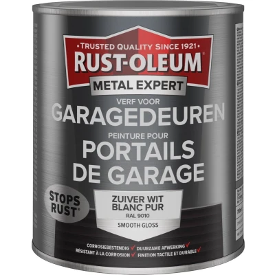 Afbeelding van rust oleum metal expert verf voor garagedeuren hoogglans ral 9010 750 ml