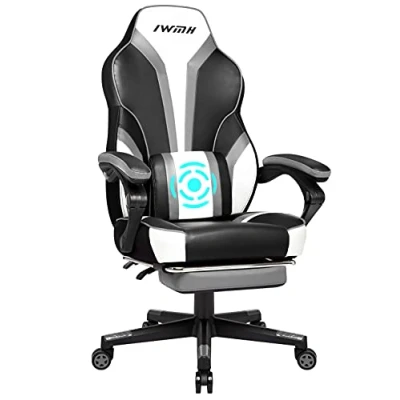 Afbeelding van IntimaTe WM Heart gamingstoel, ergonomische met hoge rugleuning, bureaustoel gevoerde zitting, inklapbare voetsteunen, verstelbare armleuningen 49 x 55 127(grijs)