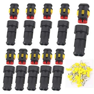 Afbeelding van GTIWUNG 10 Kit 2 pins manier Waterdichte elektrische draad Connector Stekkerbus Mannelijk en vrouwelijk PA66 Nylon behuizing 1,5 mm serie terminals voor motorfiets Scooter Auto Truck Marine