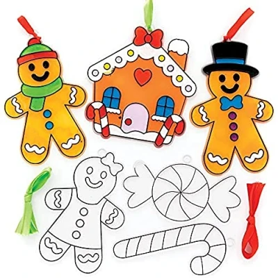 Afbeelding van Baker Ross FE935 Kerst Speculaaspop zonnevanger decoraties Pak van 10, voor kinderen om te versieren en weer geven, maak je eigen tuindecoraties