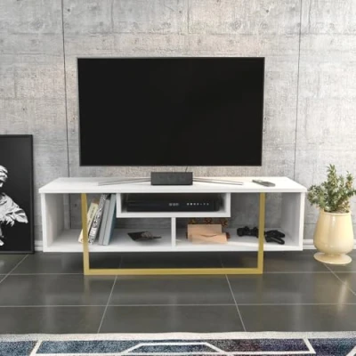 Afbeelding van Nikolai TV meubel 120cm Goud en Wit Menzzo