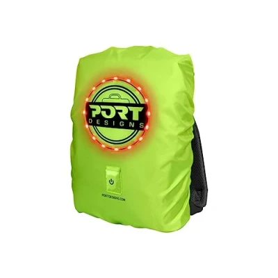 Afbeelding van Port Designs Regenbescherming, hoge zichtbaarheid, universeel, met led, aan/uit, oplaadbaar, voor rugzak tot 25 l, 14/15,6 inch Be Visible, Knipperend geel, pouces, Regenbestendig en geel