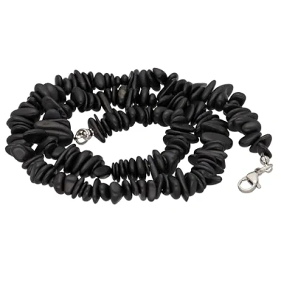 Afbeelding van Lebensquelle Plus Shungit splinterketting, 45 cm lang, hoogwaardige edelsteenketting met sluiting, Roestvrij staal, Shungiet