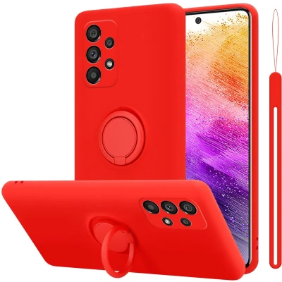 Afbeelding van Cadorabo Hoesje geschikt voor Samsung Galaxy A73 5G in LIQUID ROOD Beschermhoes van flexibel TPU silicone Case Cover met ring
