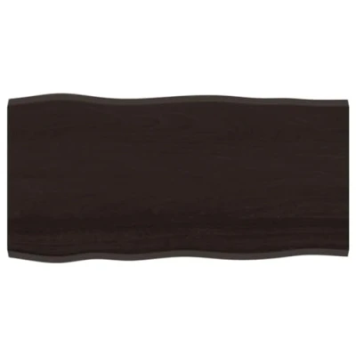 Afbeelding van Tafelblad natuurlijke rand 100x50x2 cm eikenhout donkerbruin