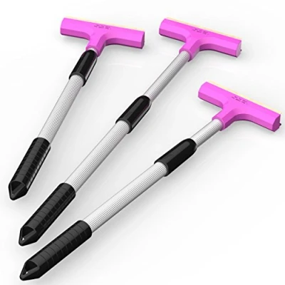 Afbeelding van AUPROTEC IJskrabber met aluminium telescoopstok, traploos verstelbaar, ultra licht, messing schrapper en rubberen lip, roze