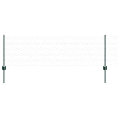 Afbeelding van vidaXL Hekpalen 11 stuks U Channel Groen 60 cm Staal, Hexagonaal Hek 0.6x100 m Staal