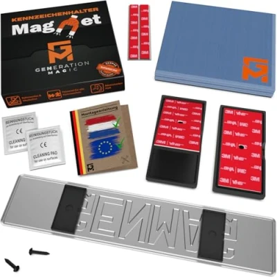 Afbeelding van GENMAG® 1x Magneet Kentekenplaathouder Auto Frameloos [Extra Sterk &amp; Universeel] Magnetische Nummerplaathouder Nummerplaat Kentekenplaat