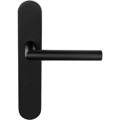 Afbeelding van Formani Deurkruk BASICS LB2 19P13SFC geveerd op schild blind mat zwart