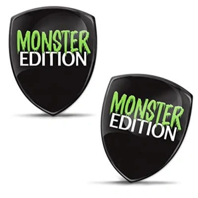Afbeelding van Biomar Labs 2 x 3D gel siliconen stickers Monster Edition groene badge autosticker auto motorfiets fiets raam deur laptop KS 139