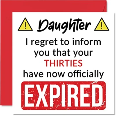 Afbeelding van Grappige 40e verjaardagskaarten voor dochter uw jaren dertig zijn verlopen Happy Birthday Card van mama papa ouders, 145mm x Banter Joke Humor Bday wenskaarten cadeau