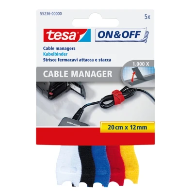 Afbeelding van tesa 55236 On&amp;Off Cable Manager 5x 0,2m gekleurd