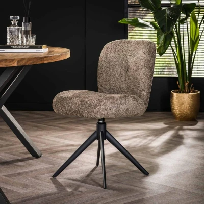 Afbeelding van Fraaai Davy draaibare eetkamerstoel Boucle taupe