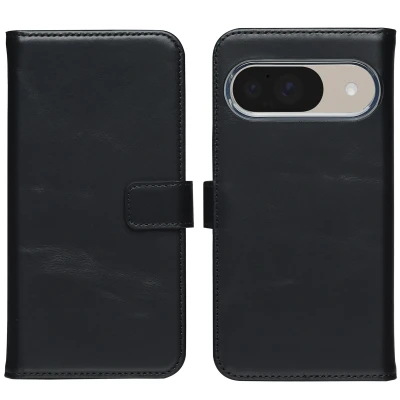 Afbeelding van Google Pixel 10 Pro Hoesje Echt leder Selencia Bookcase Zwart Telefoonhoesje