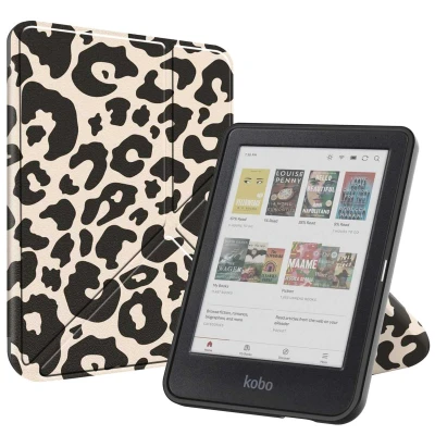 Afbeelding van Kobo Clara BW Hoes: iMoshion Design Origami Bookcase Leopard Kunstleder E Reader Hoezen