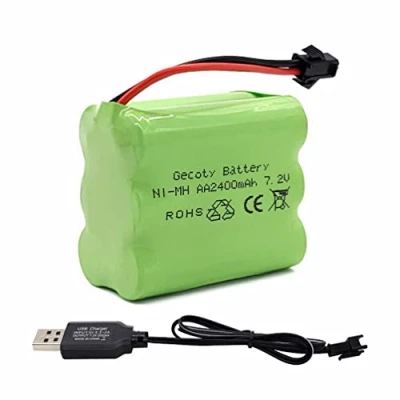 Afbeelding van Gecoty® 7,2 V Ni MH accu, 2400 mAh oplaadbare AA batterij met SM 2P aansluiting en USB oplaadkabel voor RC Truck Tank Boot Robot