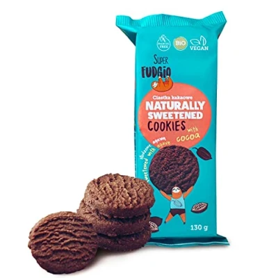 Afbeelding van SUPER FUDGiO biologische cacao koekjes, veganistische natuurlijk gezoet met agave, zonder palmolie, gezond snoepen, smaak: