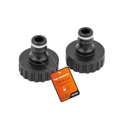 Afbeelding van MIVOS 2 x kraanverbinders aansluiting voor kranen met 1 inch BSP (33,3 mm) buitendraad kraanaansluiting snelkoppeling tuinslang gemaakt van 90% gerecycled kunststof