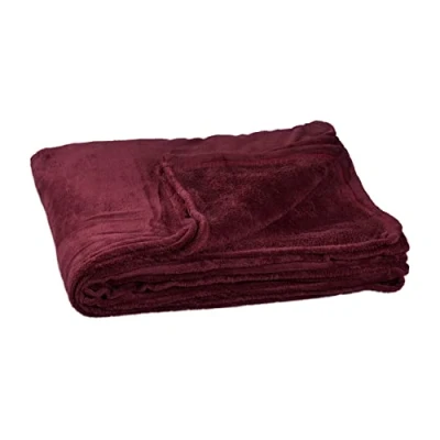 Afbeelding van Relaxdays plaid, extra groot, van polyester, fleece, op 30 C wasbaar, BxD 200 x 220 cm, zachte woondeken, bordeaux