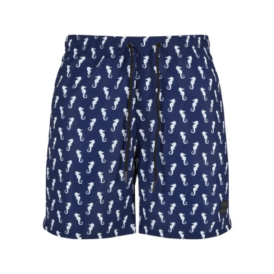 Afbeelding van Urban Classics Pattern Zwemshorts, Heren, Maat: Small, Navyseahorse