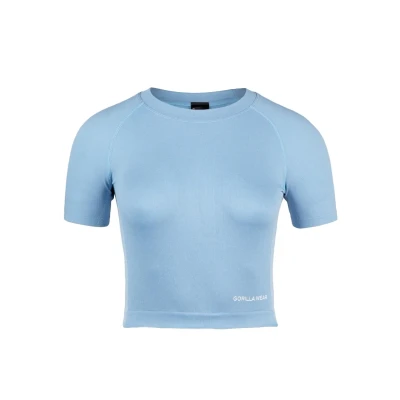 Afbeelding van Gorilla Wear Selah Seamless CROP Tshirt print, Dames, Maat: XS/S, Light blue