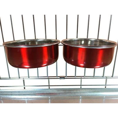 Afbeelding van Ellie Bo Paar hondenkommen voor kratten, kooien of pennen en 3 maten (0.9Ltr medium, rood)