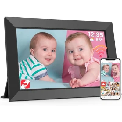 Afbeelding van Frameo 10,1 inch WiFi digitale fotolijst, 1280x800 HD IPS touchscreen fotolijst elektronisch, 32GB geheugen, automatisch draaien, ondersteuning voor Micro SD, deel momenten direct vanaf elke plek