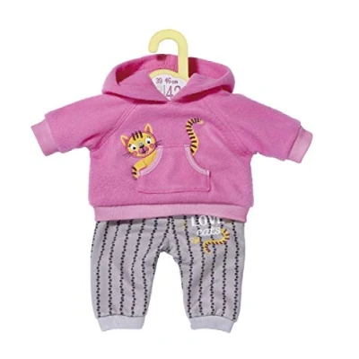 Afbeelding van Dolly Moda Roze Trainingspak voor Poppen van 39 46 cm Met Katten motief Ideaal Kinderhandjes, Bevordert Creativiteit, Empathie &amp; Sociale Vaardigheden, Vanaf 3 Jaar Hoodie Broek