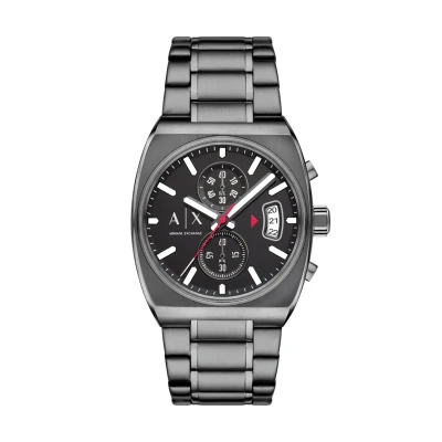Afbeelding van Armani Exchange Quartz Grijs Heren horloge met zwarte wijzerplaat &amp; stalen band
