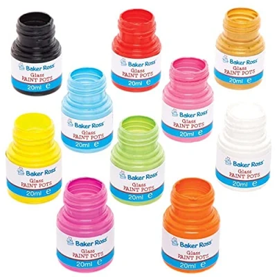 Afbeelding van Baker Ross FE595 Glasverf Potten Pakket van 10, Keramische Verf, Verfsets voor Kinderen, Verf Kinderen