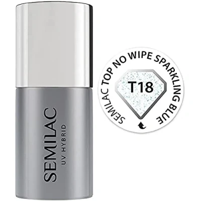 Afbeelding van T18 Top Semilac No Wipe Sparkling Blue Gel Nagellak, 7 ml
