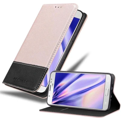 Afbeelding van Cadorabo Hoesje geschikt voor Samsung Galaxy J7 2016 in ROSE GOUD ZWART Beschermhoes met magnetische sluiting, standfunctie en kaartvakje Book Case Cover Etui