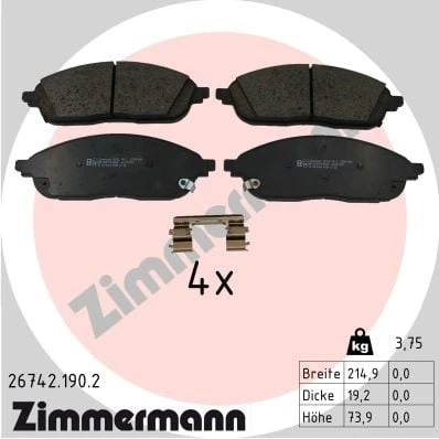 Afbeelding van Remblokkenset, schijfrem ZIMMERMANN 26742.190.2