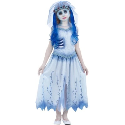 Afbeelding van Smiffys Corpse Bride, Emily Kinder Kostuum Kids tm 6 jaar Blauw/Wit