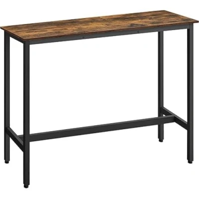 Afbeelding van VASAGLE Bar, keuken, pub eettafel hoge tafel, stevig stalen frame, 40 x 120 90 cm, eenvoudige montage, industrieel ontwerp, rustiek bruin en inktzwart LBT120B01, 120x40x90cm