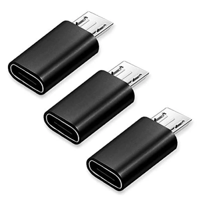 Afbeelding van UBestone USB C naar Micro adapter [3 stuks] type female op mannelijk opladen (zwart)