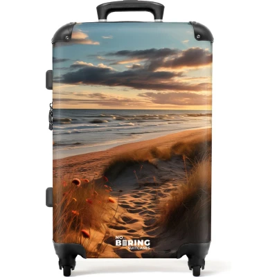 Afbeelding van NoBoringSuitcases.com® Koffer groot Rolkoffer lichtgewicht Strand met helmgras Reiskoffer 4 wielen Grote trolley XL 20 kg bagage