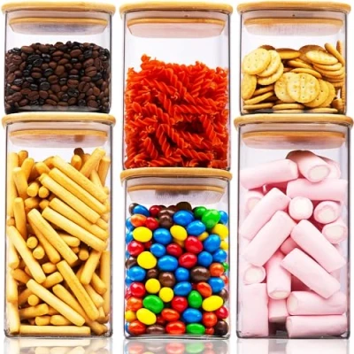 Afbeelding van Deco Haus® Voorraadpotten met Deksel Luchtdicht + Etiketten [6 Delig COMBI SET] Voor Muesli, Cornflakes, Spaghetti &amp; co. Glazen Voorraaddozen Keuken Opbergbox Bewaargla