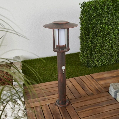 Afbeelding van Lindby LED sokkellamp Pavlos, 55 cm, roestkleurig, sensor