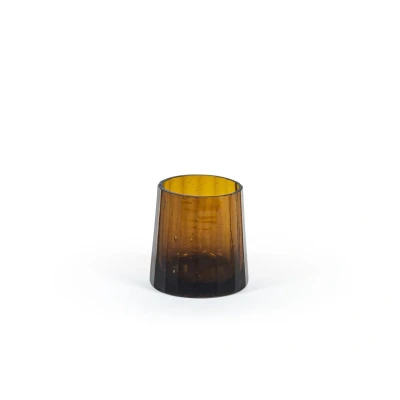 Afbeelding van Dekocandle Theelicht in geslepen glas Amber M Ø 7.5 x 8 cm