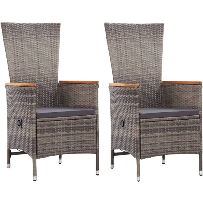 Afbeelding van Tuinstoelen 2 st met kussens poly rattan grijs