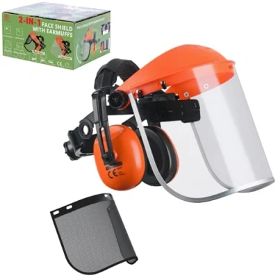 Afbeelding van Mesh Vizier Oorbeschermer Combinatie Voor Gras trimmer &amp; Bosmaaier Verstelbare 2 in 1 Gezichtsscherm