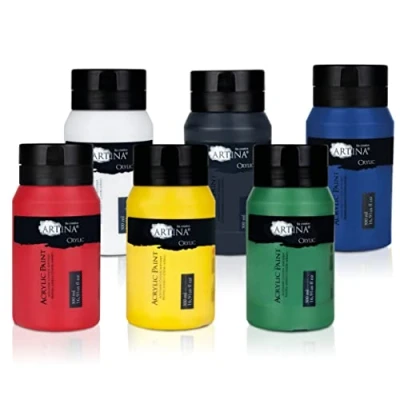 Afbeelding van Artina Crylic Acrylverf Set van 6 x 500ml Acrylverfset Hoogwaardige Kleurset, Kunstenaars Verf Veelkleurig