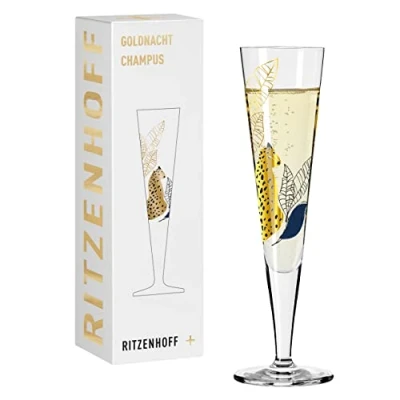 Afbeelding van Ritzenhoff 1071033 champagneglas 200 ml Serie Goldnacht Nr. 33 Cheetah motief met echt goud Made in Germany
