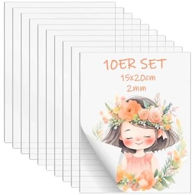 Afbeelding van XUBX 10 Stuks Clear Acryl Vellen, 15x20cm, Transparante Acrylplaten Van Plexiglas, Acrylplaat Plexiglas 2mm Plexiglasplaat voor Fotolijstglas Vervanging, Projecten Display, Schilderen