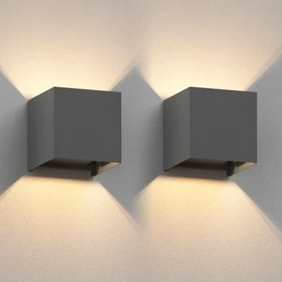 Afbeelding van ledscom.de 2 x CUBEL wandlamp voor buiten, IP65, up/downlight, antraciet mat, hoekig, 1x G9 max. 10W