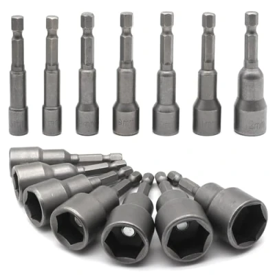 Afbeelding van SyiXute 14 stuks zeskantige dopsleutels, doppen voor schroevendraaiers van 6 19 mm, 1/4 inch schacht boren, moeren en adapters slapplezier