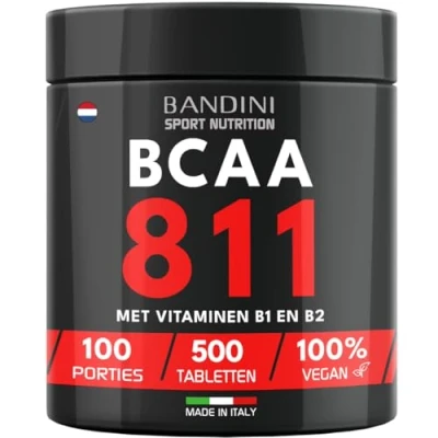 Afbeelding van Bandini® BCAA 8.1.1 500 tabletten Vertakte aminozuren met leucine, isoleucine, valine en vitamine B1 B6 Lactosevrij Veganistisch Voedingssupplement voor na de training